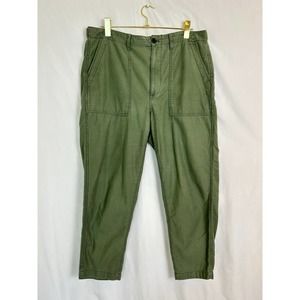 Madewell Cargo Pants Womens 30 Green Tapered Leg High Rise 100% Cotton Pockets
